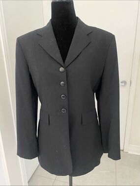 VTG CLASSIC Made in Canada Wool Black Tailored Button Blazer Jacket Size Medium
